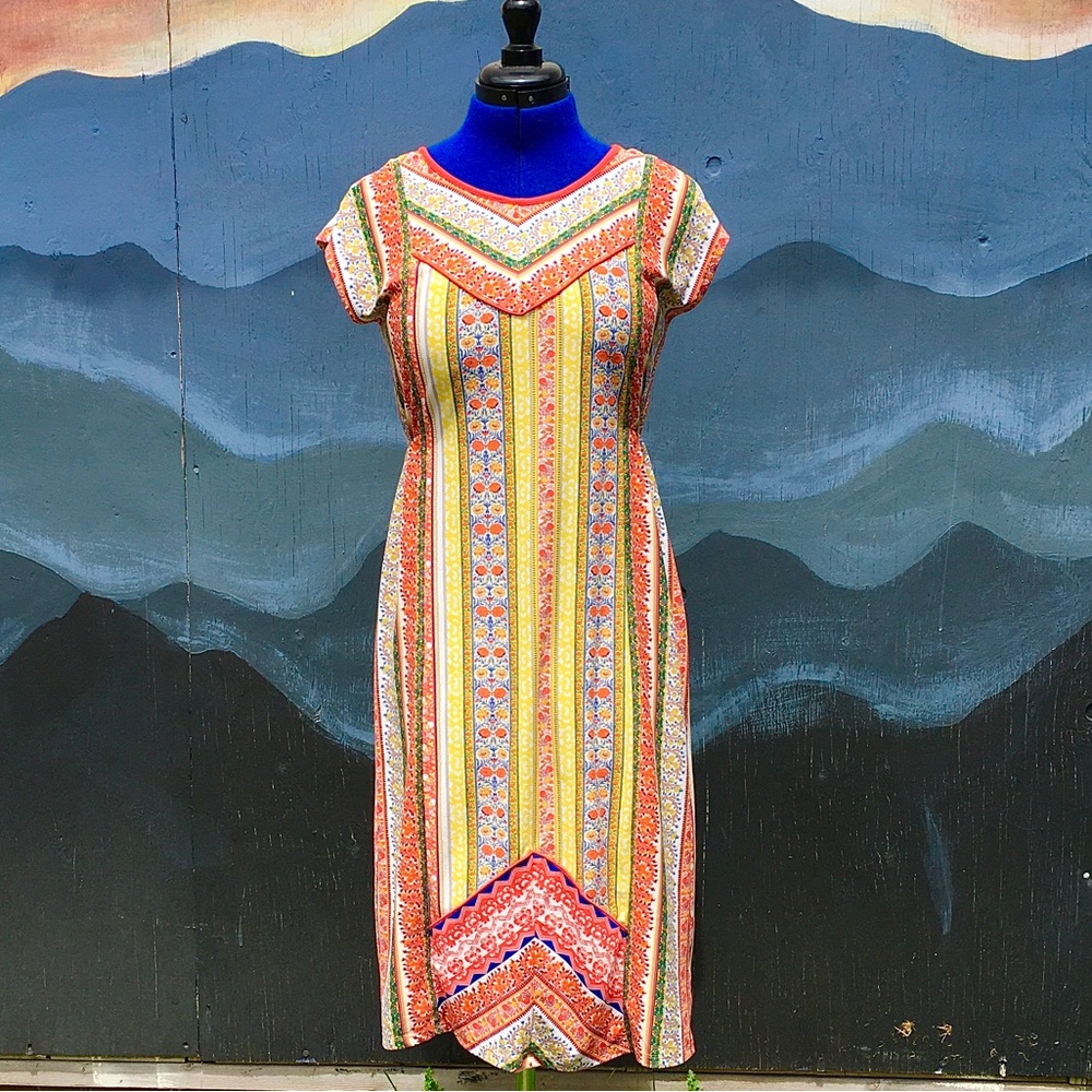 Fusion Beats Bohemian stretch midi dress